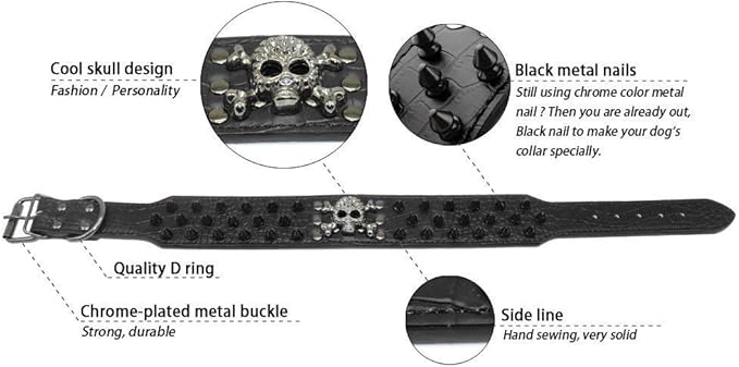 Serijoars Spiked Studded Dog Collar, PU Leather Dog Collar, Adjustable Pet Collars for Medium or Large Breed Pet (S, Pink2)