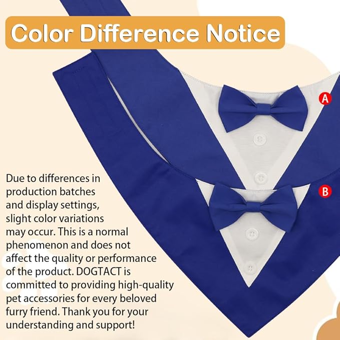 Dog Wedding Bandana, Formal Dog Tuxedo Adjustable Pet Collar with Bow, Small, Medium and Large Wedding Clothing, Birthday Gifts for Dogs (Medium, Blue)