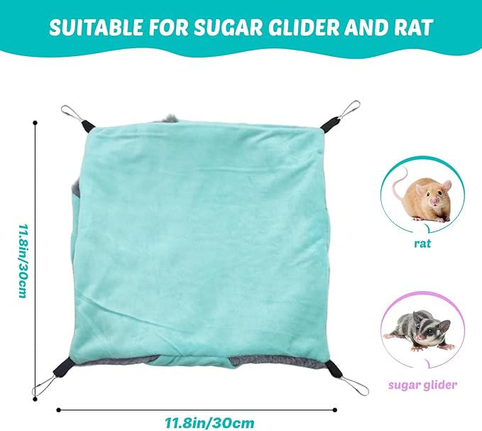LYART Sugar Glider Pouch Hammock Bed Bedding, Sugar Glider Cage Accessories Toys for Rat, 3-Layer Hammock Make Pet Cages More Three-Dimensional (5.Purple)