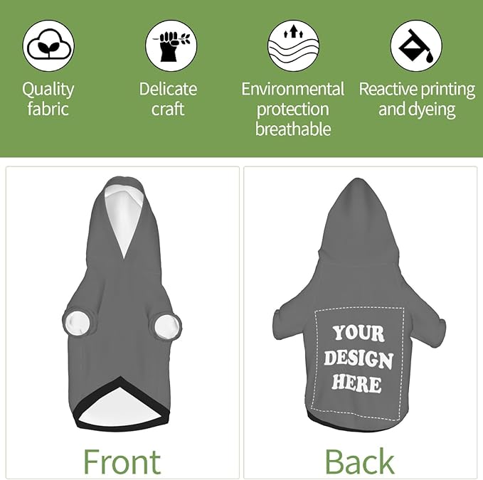Personalized Dog Hoodie, Custom Dog Costumes for Small Dogs, Holiday Happy Dog Clothes Football Pet Shirt Sweater with Name Number for Girl/Boy Cats/Kitten, Darkgrey, XXS