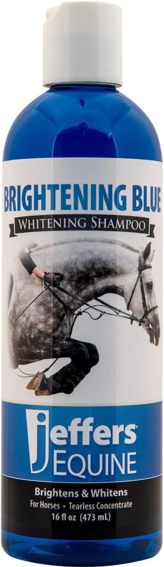 Jeffers Equine Brightening Blue Shampoo for Horses, 16 oz - Stain Remover, Coconut Oil, Aloe, Gentle Grooming, Detergent - Free, Enhances Coat Shine, Mane & Tail Care