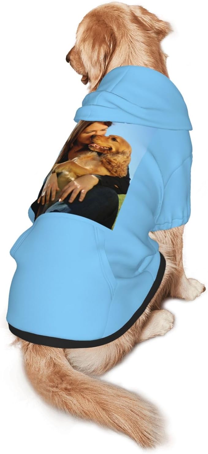 Custom Dog Hoodie Add Your Design Soft & Warm Personalized Photo Text Logo Name Dog Clothes for Puppy Sweatshirt Hooded for Small Medium Large Dogs Girl/Boy Cats LightBlue