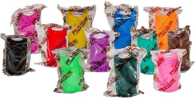 3 Inch Vet Wrap Tape Bulk (Assorted Colors) (Pack of 24) Self Adhesive Adherent Adhering Flex Bandage Grip Roll for Dog Cat Pet Horse