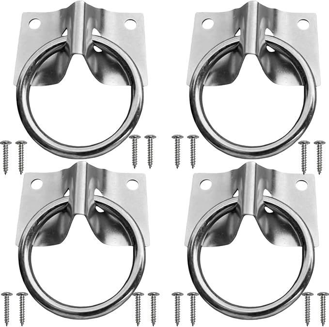 4PCS Cross Tie Ring for Horse, Zinc Plated Wall Mount Horse Tie Ring 2 inch Tie Ring Plate, with Screws