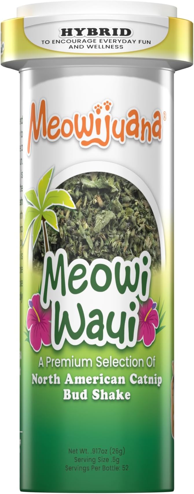 Meowijuana Meowi-Waui | Bud Shake and Catnip Blend | Large Bottle High Potency Blend | Premium Hand Harvested North American Catnip