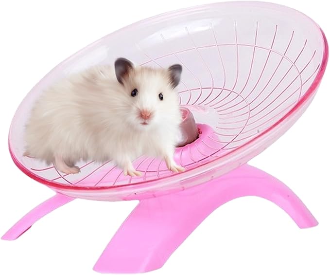 Hamster Flying Saucer Silent Running Wheel, 12 Inch, Suitable for Guinea Pigs, Hamsters, Hedgehogs and Other Small Animals to Ensure Safe Exercise (Pink)