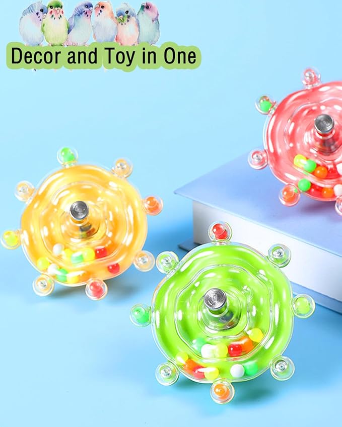 Bird Toys, 2PCS Upgraded Conure Toys Parrot Rotating Toy Parakeet Spinning Toys Bird Rattle Toys Bird Cage Accessories for Small to Medium Birds