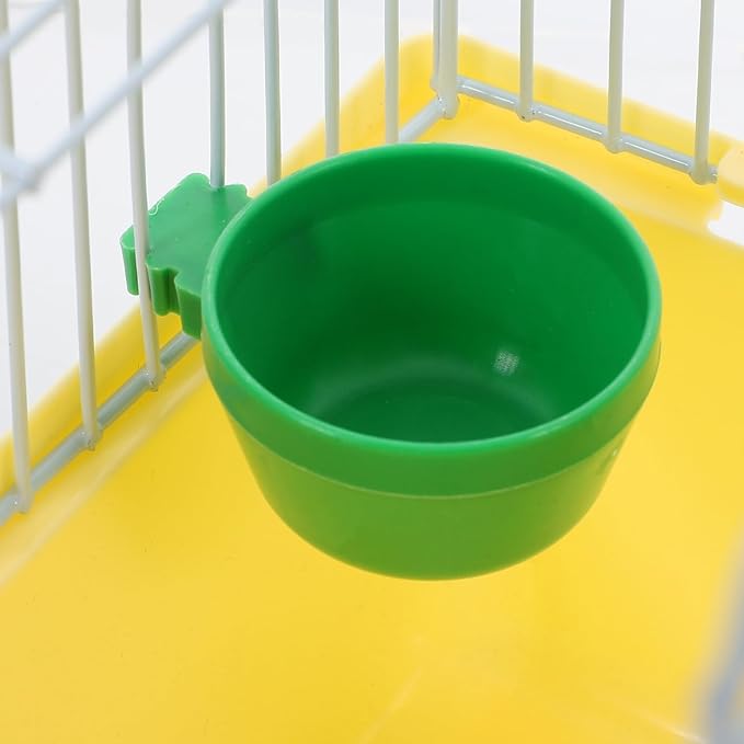 Besportble Portable Bird Cage for Travel with Food Box and Waterer Spacious Parakeet Carrier with Perch for Lovebirds and Small Birds Durable Yellow Design