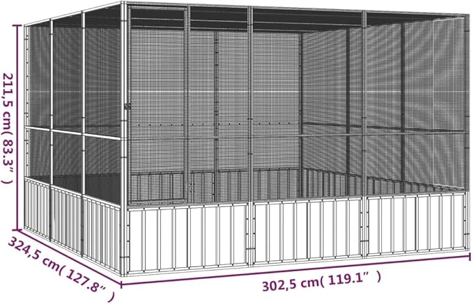 Tidyard Large Galvanized Steel Bird Cage, Spacious Rectangular Design for Outdoor Use, Ideal for Budgies and Parrots