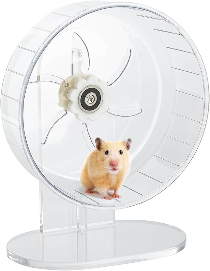 Silent Hamster Exercise Wheel - Hamster Toys Cages Accessories 7.9 Inch Running Spinner with Adjustable Stand Quite Runner for Small Animal Pet Gerbil Dwarf Syrian Hedgehog Rat Mouse Mice