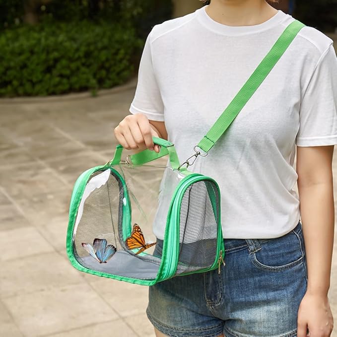 Portable Small Pet Carrier Bag – Travel Bird Cage for Parrots, Parakeets, Cockatiels, Hamsters, Lizard and Vet Visit with Shoulder Straps & Side Access (Includes tray and stand, Gray, 10.2*7.5*7.6in)