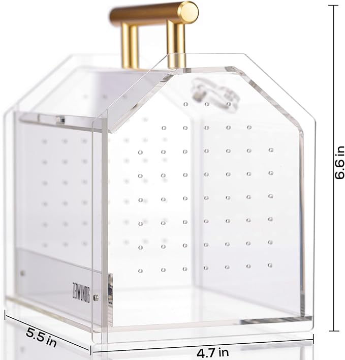 Jumping Spider Enclosure - Acrylic Terrarium Habitat for Spiders, Tarantulas, Snail, Mantis, Lizard, and Small Reptiles, Magnetic Doors (5.5x4.7x6.6 inch)