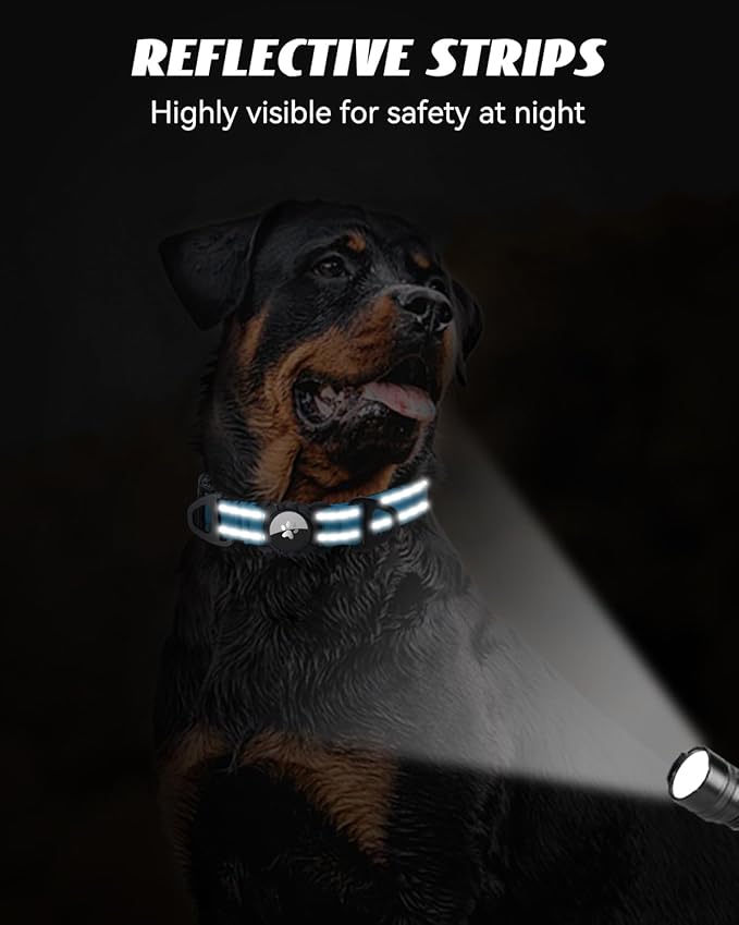 Joytale Airtag Dog Collar, Reflective Pet Collar with Waterproof AirTag Holder, Dual D-Rings, Soft Padded Adjustable for Extra Small and Puppy Dogs, SkyBlue, XS