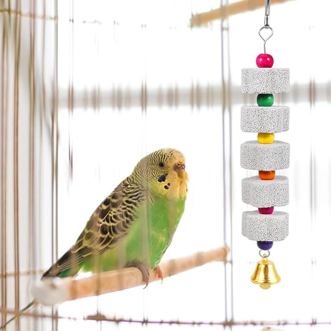 2 Pack Chicken Chewing Toy, Adjustable Chicken Toys for Coop with Volcanic Stone, Multi-Functional Chicken Coop Accessory for Chickens, Birds, Rodents & Small Pets