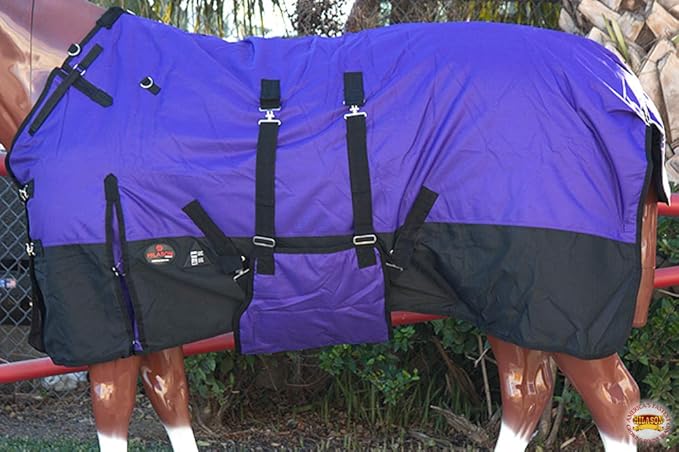 HILASON 1200D Winter Waterproof Poly Horse Turnout Blanket Belly Wrap Purple | 70 in
