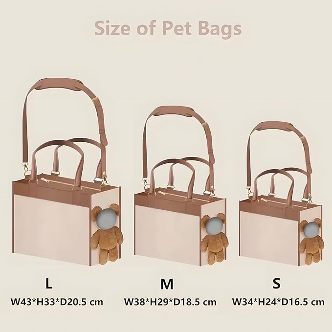Portable Pet Carrier Bag - One-Shoulder Portable Cute Dog Outing Largecarrier Bag, Cute Bear Face Design with Peekaboo Window, Large Capacity PU Pet Out Shoulder Bag for Small Dogs & Cats (Small)