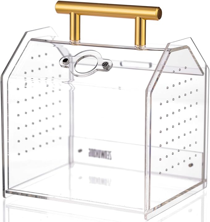 Jumping Spider Enclosure - Acrylic Terrarium Habitat for Spiders, Tarantulas, Snail, Mantis, Lizard, and Small Reptiles, Magnetic Doors (5.5x4.7x6.6 inch)