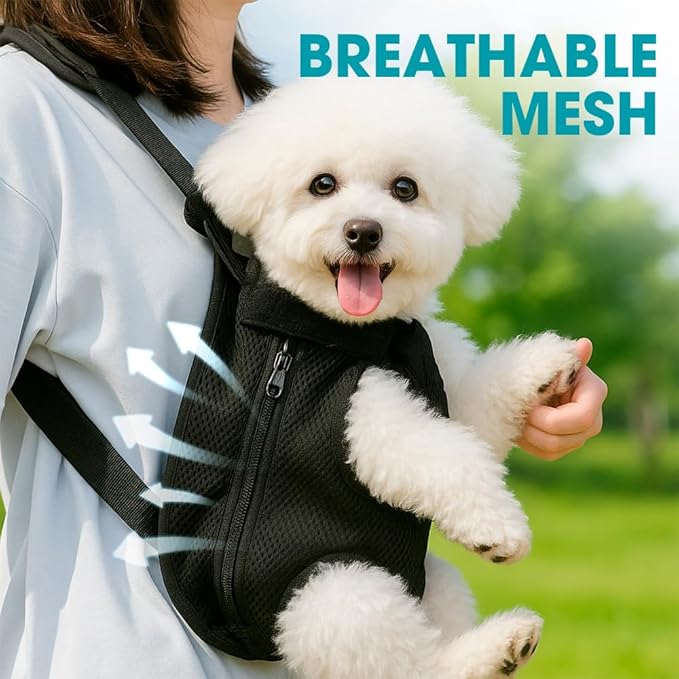 Dog Backpack Carrier Purse, Adjustable Pet Front Carriers, Legs Out Carrying Sling Travel Bag for Small Medium Dogs 7-11 Lbs, Soft Wearable Puppy Chest Carry Backpacks for Walking or Daily Outings