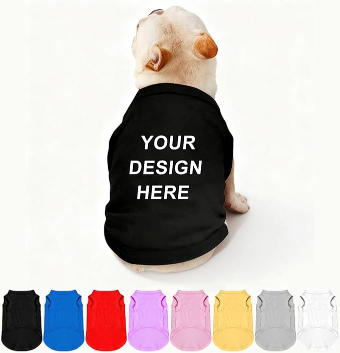 Customized Dog Shirt Custom Pet Clothes T Shirts for Small to Large Dogs Design Image Logo Text Outfits for Puppy Cat Personalized Breathable Sleeveless Pullover Black, M