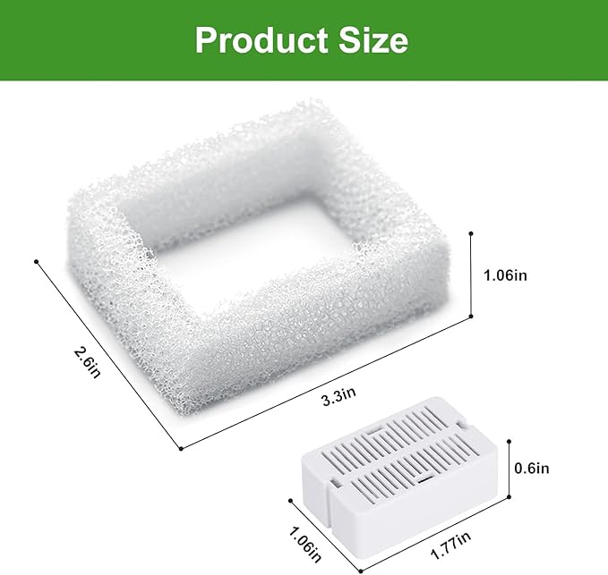 Pet Fountain Filters - 16 Carbon and 4 Foam Pre-Filters for Ceramic/Cupcake Pet Fountain