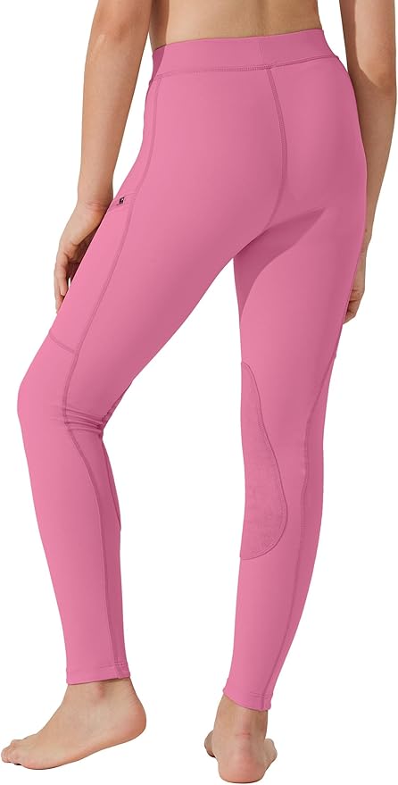 Willit Girls Horse Riding Pants Tights Kids Equestrian Breeches Knee-Patch Youth Schooling Tights Zipper Pockets