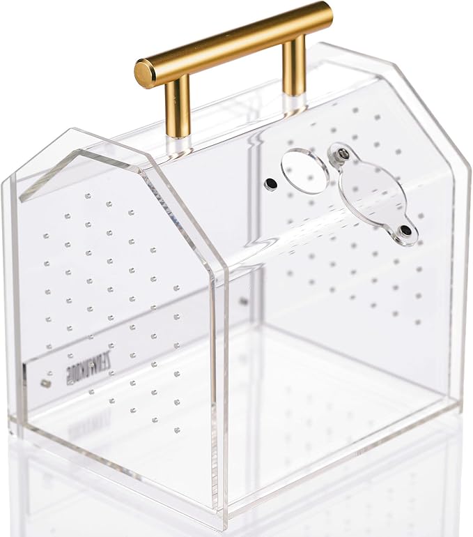 Jumping Spider Enclosure - Acrylic Terrarium Habitat for Spiders, Tarantulas, Snail, Mantis, Lizard, and Small Reptiles, Magnetic Doors (5.5x4.7x6.6 inch)