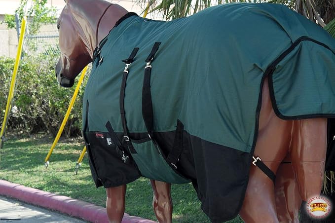 HILASON 1200D Winter Waterproof Poly Horse Turnout Blanket Belly Wrap Green | 78 in