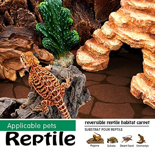 2PCS Reptile Carpet 20 Gallon, Pet Terrarium Liner, Reptiles Cage Mat/Substrate for Snakes, Chameleons, Geckos and Bearded Dragon Tank Accessories with Tweezers Feeding Tongs Desert(30*12in)