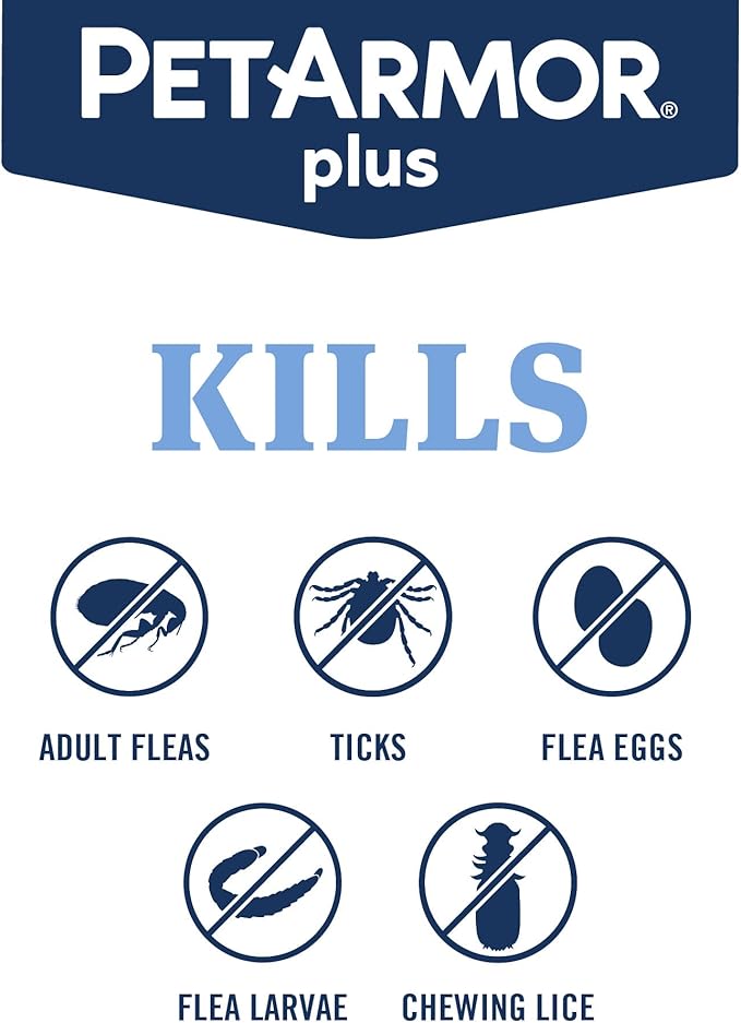 PetArmor Plus Flea and Tick Prevention for Dogs, Dog Flea and Tick Treatment, 3 Doses, Waterproof Topical, Fast Acting, X-Large Dogs (89-132 lbs)