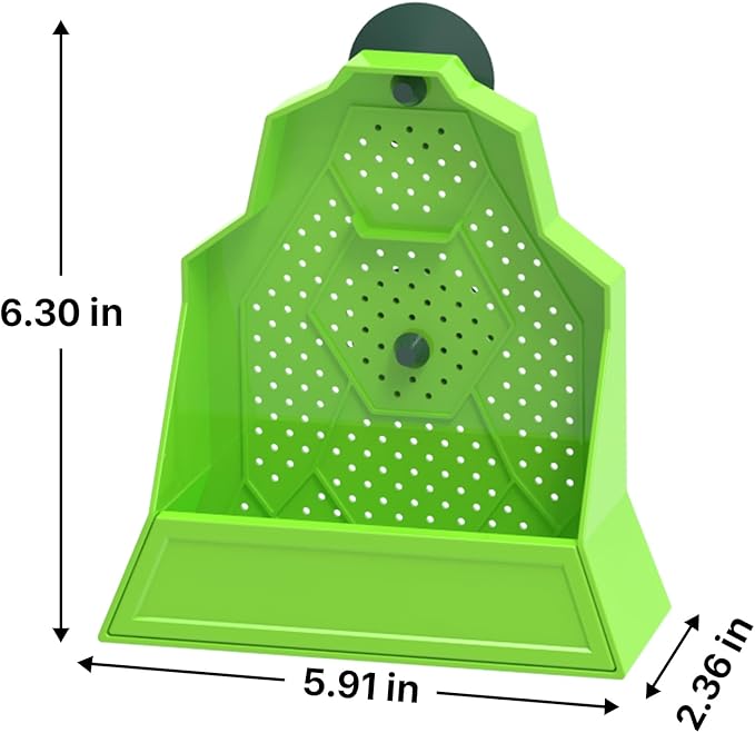 Reptile Insect Feeding Bowl with Suction Cup – Anti-Escape Corner Dish for Gecko, Frog, Chameleon – 6.5"x2.5"x6"