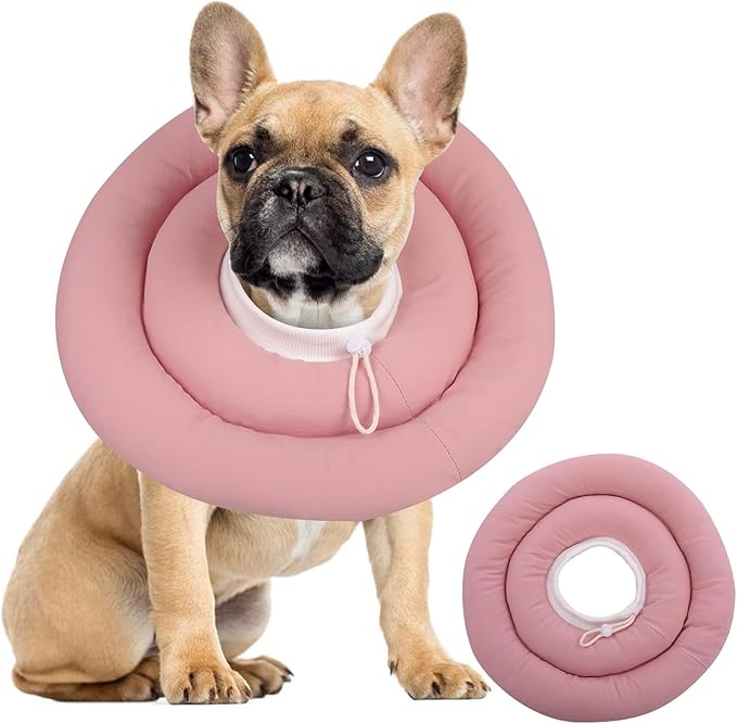 IDOMIK Dog Recovery Collar, Waterproof Soft Dog Cone After Surgery, Comfy Protective Elizabethan Collar Alternative for Dogs Cats, Adjustable Pet Neck Donut Cone Anti-Licking Biting Wounds,Pink,3XL