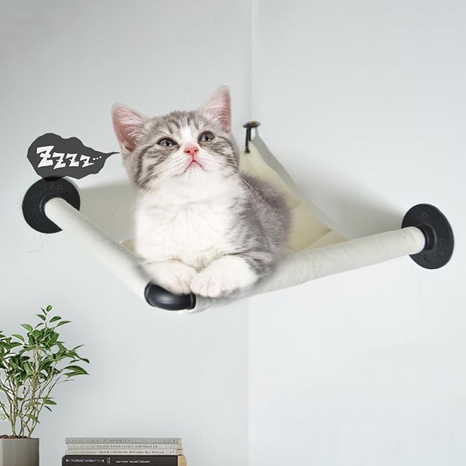 Wall Corner Cat Hammock Wall Mounted, 14.96 x 14.96 inch Wall Mounted Shelves Cat Beds for Sleeping, Playing, Climbing & Resting Wall Furniture Designed Specifically for Corners