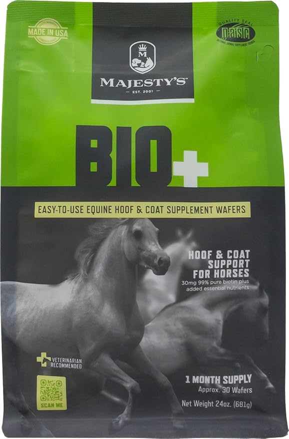 Majesty's Biotin Wafers - Superior Horse / Equine Hoof and Coat Support Supplement - Copper, Zinc, Lysine, Methionine - 30 Count (1 Month Supply)