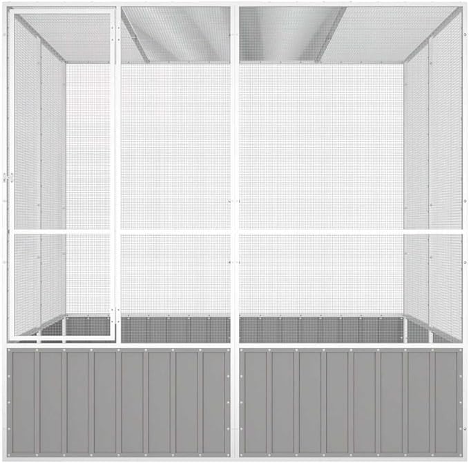 Metal Steel Large Bird Cage for Budgies, Pigeons, Galvanized Steel Birdcage Aviary House, 84.1"x85.6"x83.3", Gray,-673