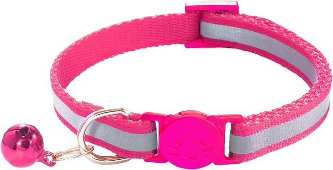 3 Pack Reflective and Breakaway with Bells of Cat Collar，Adjustable from 7.5 to 12.5 Inches, Ideal of Kitten Collar, Suitable for Girls and Boys (Rose)