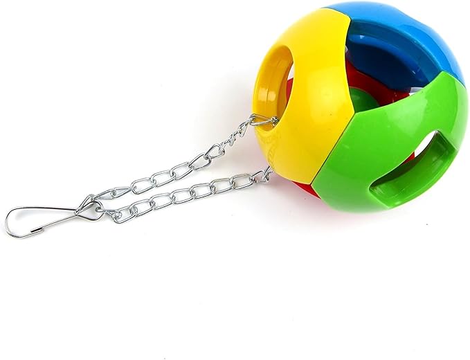 Parrot Colorful Ball Toys with Bell Cage Hanging Chewing String for Parakeet Conure Cockatiel Small Medium Birds (C)