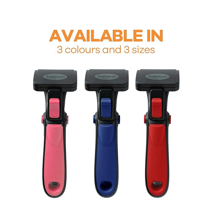 Deshedding Dog Brush for Short/Medium Hair (Small,Blue) – Gentle Deshedding Tool for Dogs & Cats – Reduces Shedding, Without damaging Topcoat. Removes Loose Fur & Dead Undercoat.
