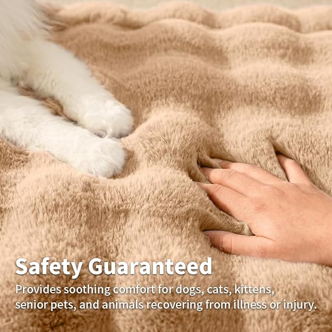 Self-Warming Cat Bed, Plush Faux Fur Pet Bed Mat with Anti-Slip Bottom, Ultra Soft Heated Pad for Cats & Kittens, Cozy Fluffy Bed for Window & Sills Couches, Machine Washable, 23x15 Inch Coffee