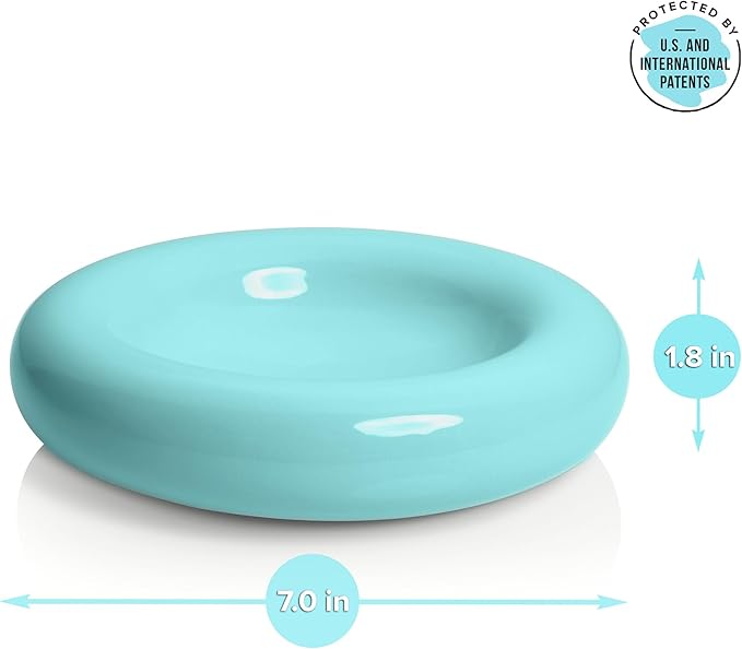 CatGuru Cat Food Bowl, Ceramic Bowls for Indoor Cats, No Spill Cat Feeding Bowl, Whisker Stress Free Kitten Bowls, Non Skin Pet Bowls for Food and Water (Torus - Set of Two, Aruba)