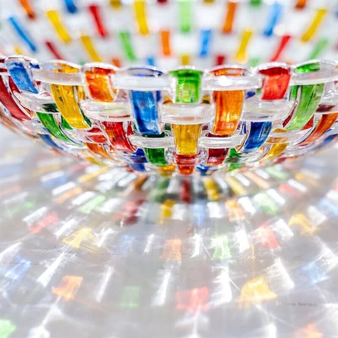 MAGCOLOR Hand Painted Colorful Woven Glass Crystal Salad & Fruit Bowl Decoration,Centerpiece For Home,Office,Wedding Decor, Fruit, Snack, Dessert, Server