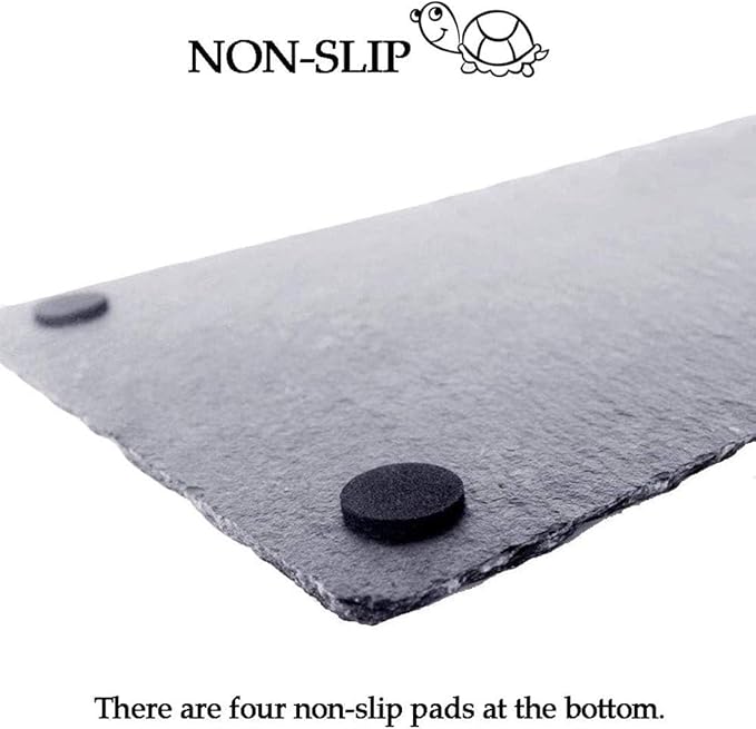 kathson 2 pcs Reptile Basking Platform Tortoise Rock Plate Turtle Bathing Area Feeding Food Dish Resting Terrace（7.9x11.8inch）