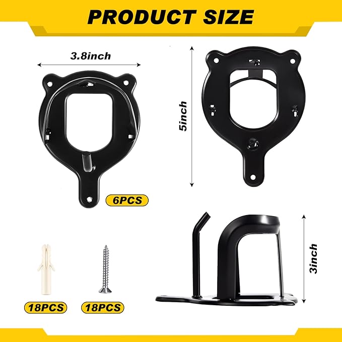 Dunzy 6 Counts Horse Bridle Rack Bridle Bracket Bridle Hooks Horse Tack Storage Halter Hanger Metal Bridle Holder with Tubes and Screw for Barn Supplies, Black