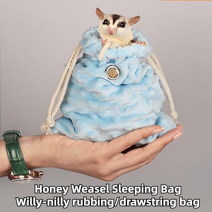 Sugar Glider Bonding Pouch - Soft Sleeping Pouch with Breathable Vent & Drawstring Portable Travel Bag Small Animal Carrier for Sugar Glider Squirrel Hamster Rats Hedgehog Bird Parrot (Pink)
