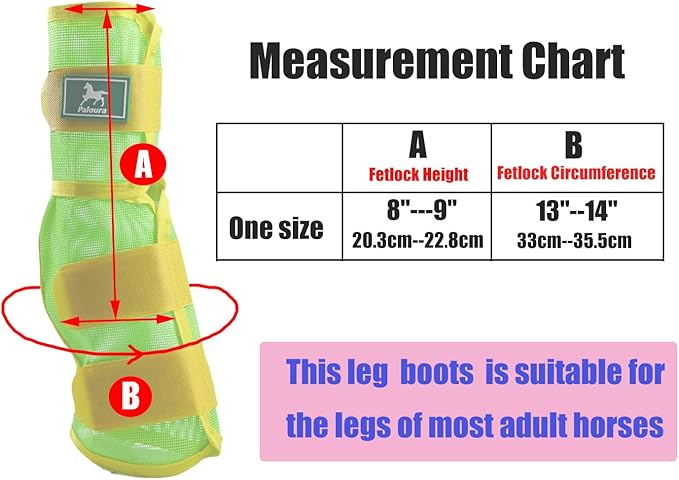 Fly Boots for Horses Set of 4 – Breathable Mesh Leg Protection for Summer with Ventilated Design & All-Day Comfort （Green，Large