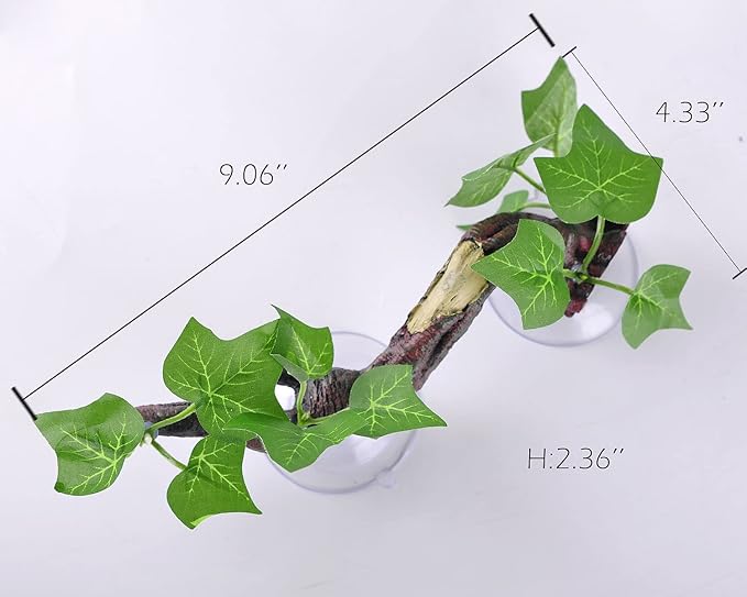 IBWell Resin Reptile Corner Branch Terrarium Plant Decoration with Suction Cup for Amphibian Lizard Snake Climbing Ornament