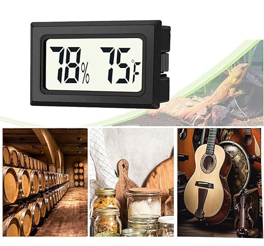 2 Pack Mini Digital Hygrometer Thermometer Gauge, Indoor Outdoor Temperature Humidity Meter for Humidifiers Greenhouse Reptile Plant Humidors, Large LCD Screen, Display in Fahrenheit (℉) (2)
