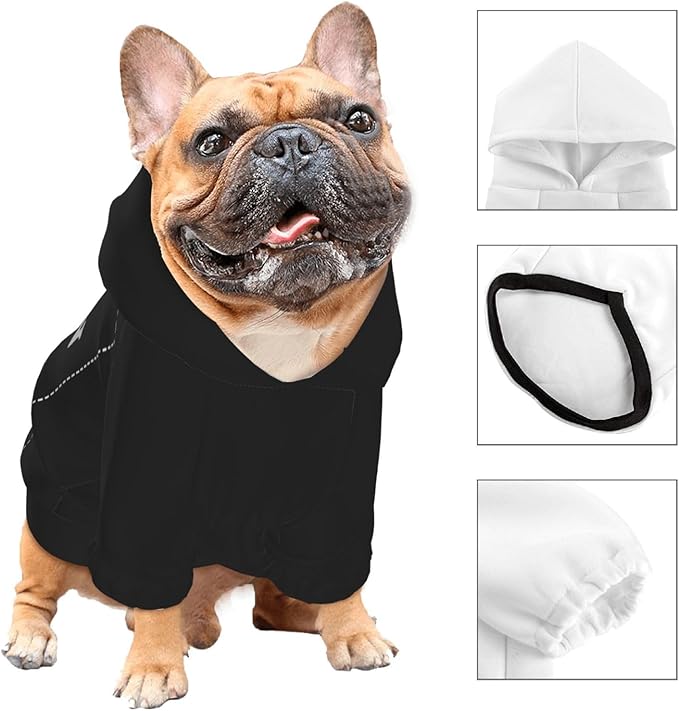 Dog Clothes, Custom Dog Hooded Sweatshirt, Personalized Pet Costume Robe Shirt with Text/Image/Club Name/Pet Shop Logo for Small Medium Large Dogs and Cats, Black, L