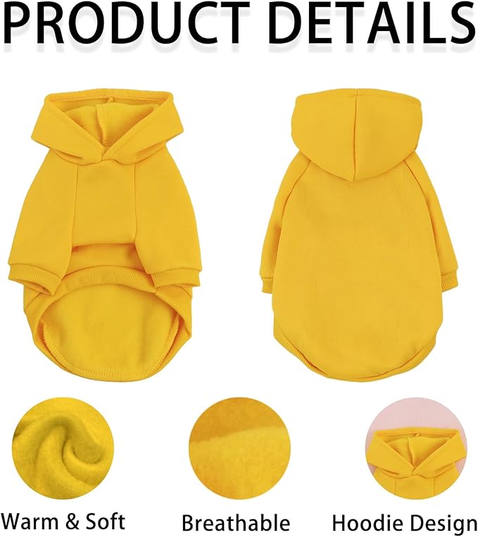 Custom Dog Hoodie, Personalized Sweatshirt with Photo Text Name Logo, Customized Hooded Sweater for Small Medium Large Dogs & Cats (Yellow, XXX-Large)