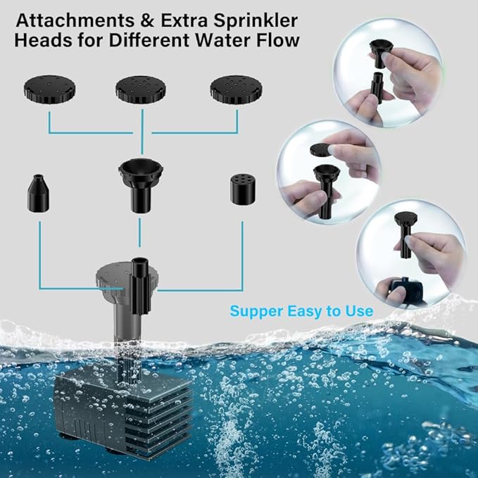 Biling Solar Water Pump Outdoor, Upgraded Solar Fountain Pump Kit with Stake, Solar Powered Water Pump for Bird Bath, Garden, Backyard, Pool, Fish Tank