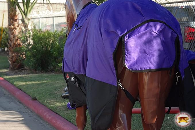 HILASON 1200D Winter Waterproof Poly Horse Turnout Blanket Belly Wrap Purple | 70 in